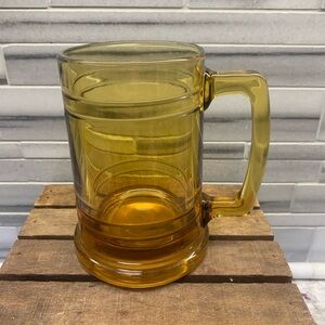 Vintage MCM Amber Glass Beer Mug with Handle